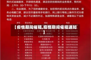 【疫情期间催租,疫情期间催租通知】