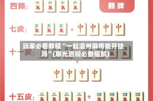 玩家必看教程“一起温州麻将能开挂吗”(曝光透视必备猫腻)