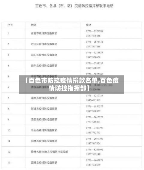 【百色市防控疫情捐款名单,百色疫情防控指挥部】-第3张图片