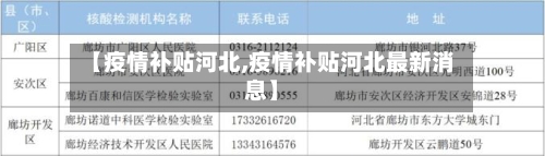 【疫情补贴河北,疫情补贴河北最新消息】-第1张图片