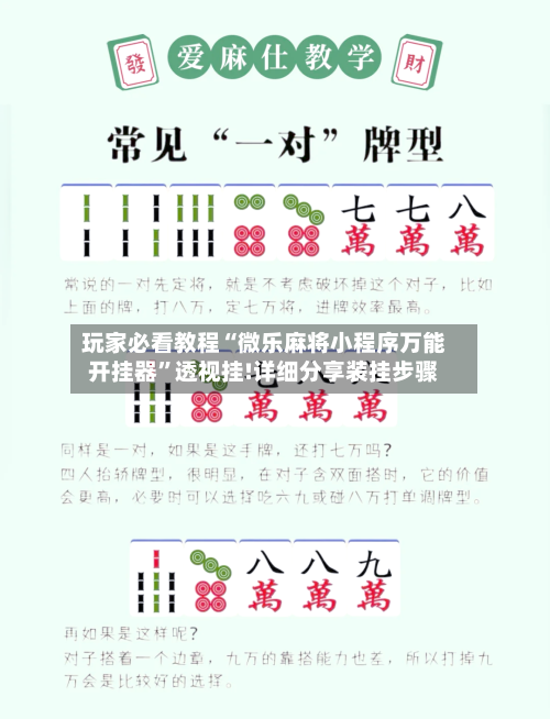 玩家必看教程“微乐麻将小程序万能开挂器”透视挂!详细分享装挂步骤-第2张图片